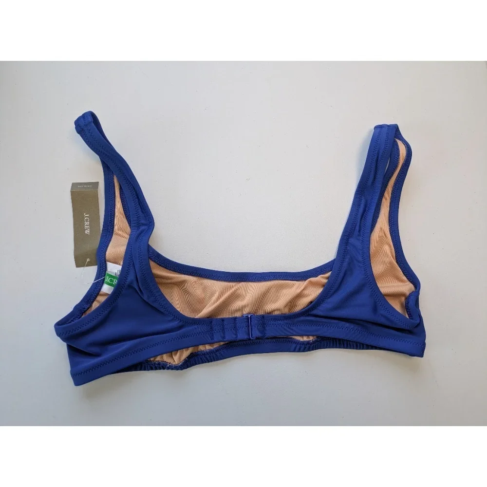 J.Crew Heritage Bikini Top Blue Scoop Neck Swim‎ Beach Summer Size M NWT BX611